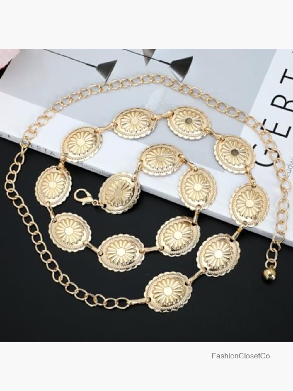 2 Pack Western Metal Concho Chain Belt Cowgirl Boho Waist Chain Country Concert - Picture 3 of 6